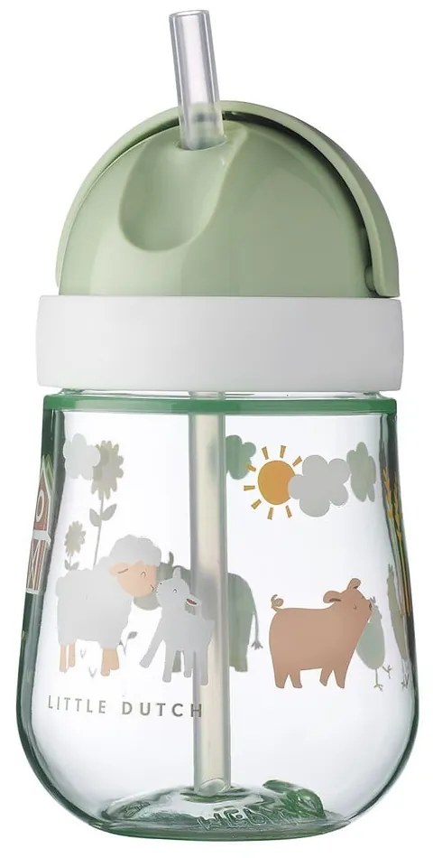 Biało-jasnozielony kubek dla dzieci z tritanu 300 ml Little farm – Mepal