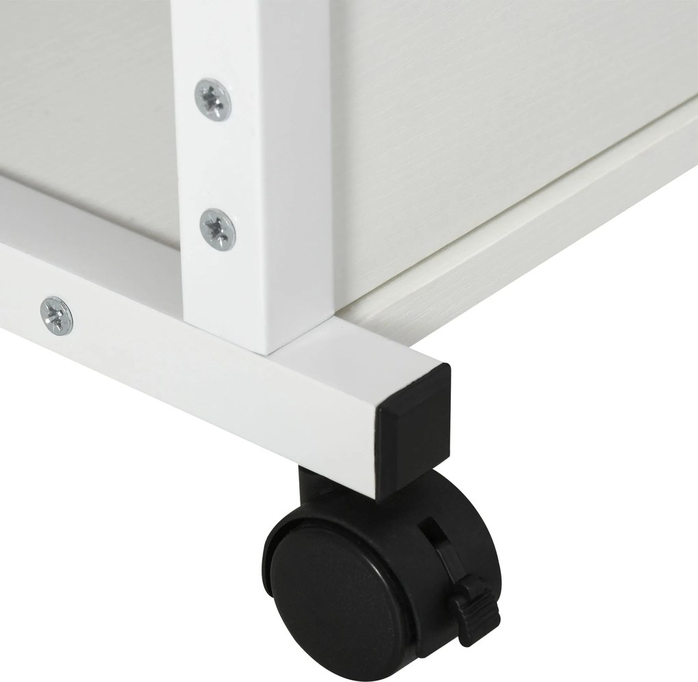 Mobilny Stolik HOMCOM z Regulacją Wysokości i 2 Półkami, Biały