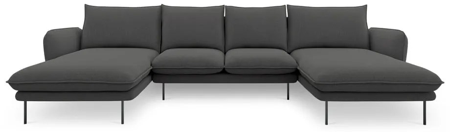 Ciemnoszara sofa w kształcie litery U Cosmopolitan Design Vienna