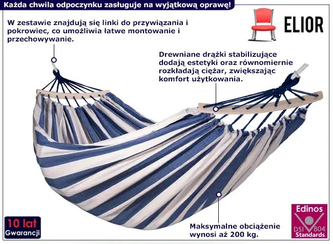 Kolorowy podwójny hamak ogrodowy - Pikos 7X