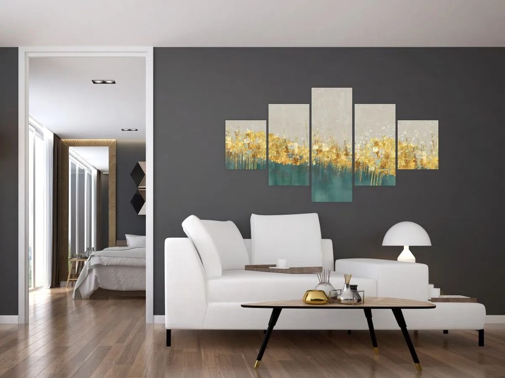 Obraz - Tekstura ze złotą dekoracją (125x70 cm)