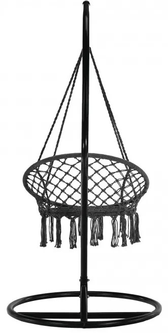 Czarny fotel wiszący COLUMBIA z czarnym stojakiem