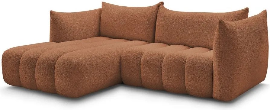 Pomarańczowy narożnik z materiału bouclé (lewostronny/z szezlongiem) Azra – Bobochic Paris