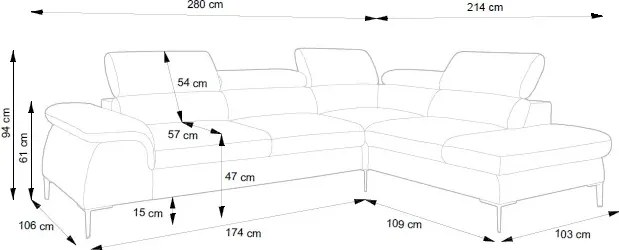 Beżowy narożnik w kształcie L z zagłówkami C0-M87