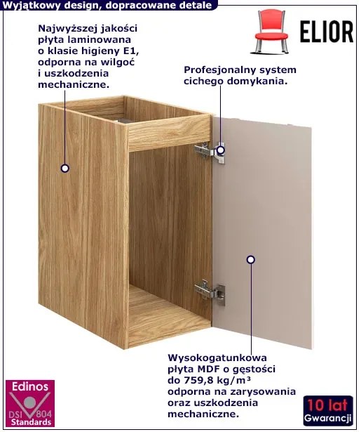 Beżowa wisząca szafka łazienkowa z frontem 3D W2-K87