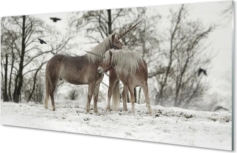 Szkło do Kuchni na Ścianę Zimowa Kraina Jednorożców