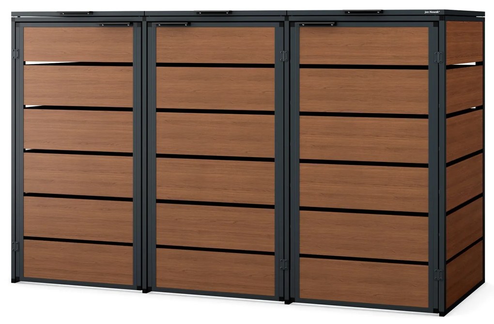 Zabudowa śmietnikowa 240L trzykomorowa, antracyt - orzech