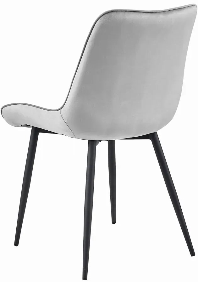 Jasnoszare pikowane krzesło welurowe nowoczesne - Alvor