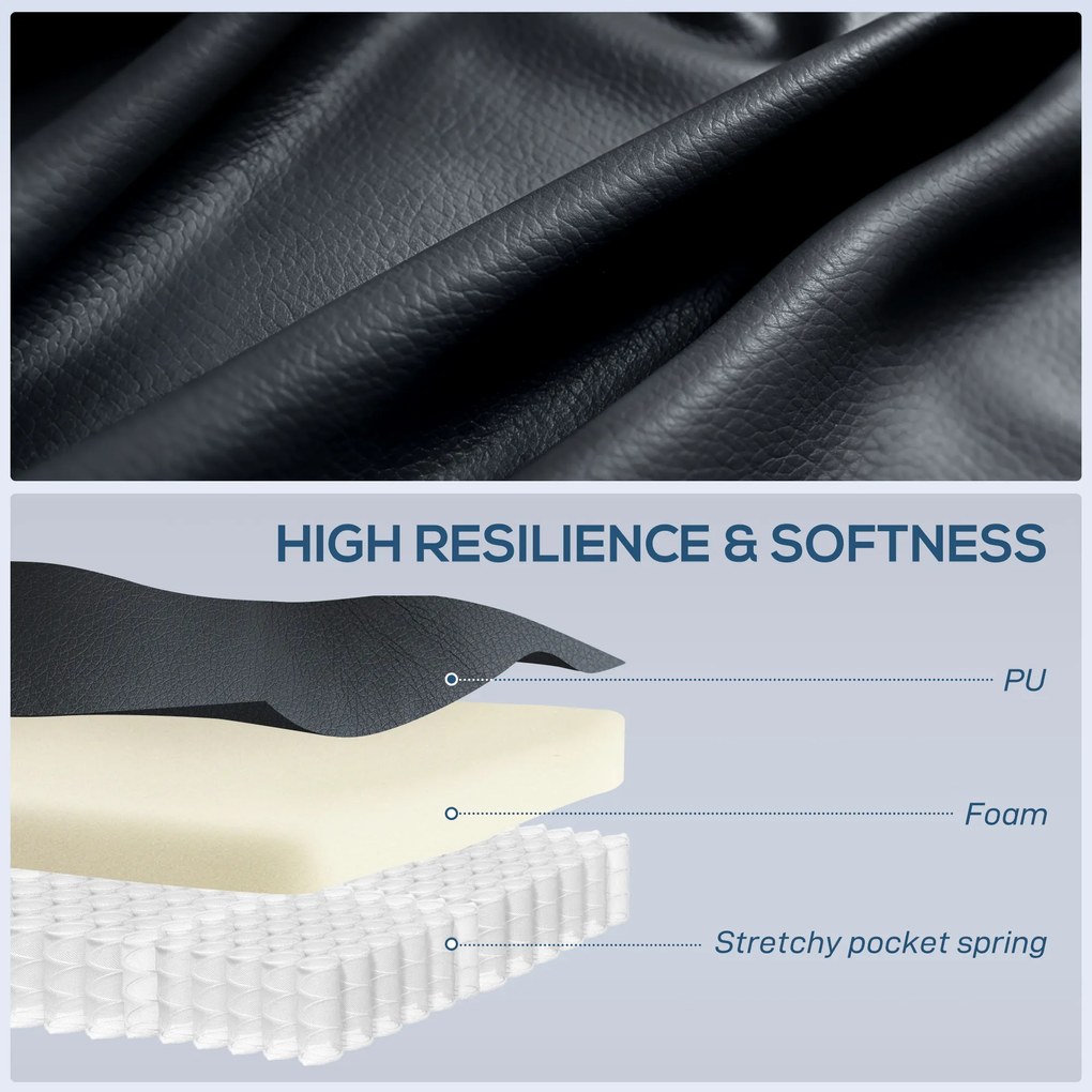 HOMCOM Fotel masujący, funkcja ogrzewania i leżenia, ekoskóra, do 150 kg, 97x92x104cm, Czarny | Aosom PL