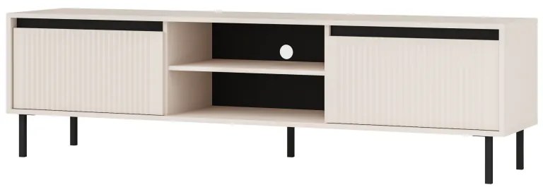 Elegancka szafka rtv Kaja pojemna i funkcjonalna z pólkami i szufladami do salonu