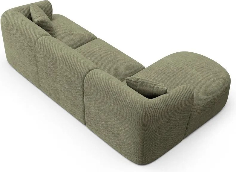 Zielony sztruksowy narożnik (lewostronny/z szezlongiem) Campi – Cosmopolitan Design