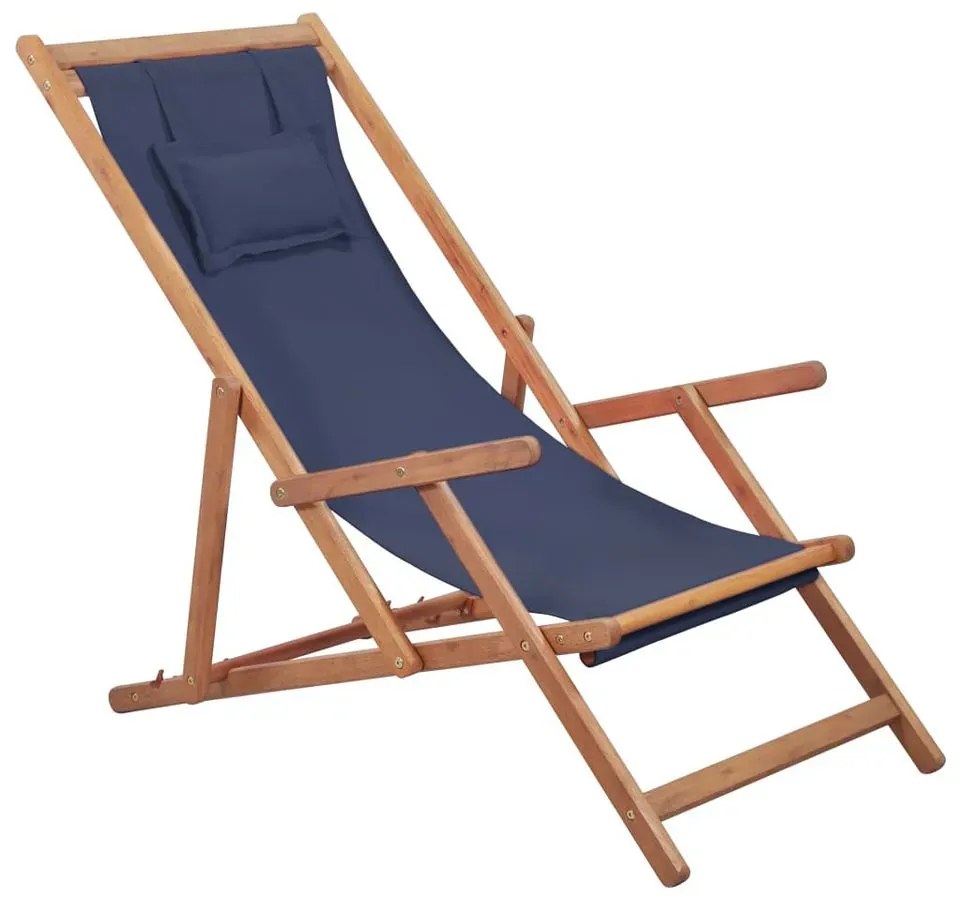 Granatowy drewniany leżak plażowy - Kane