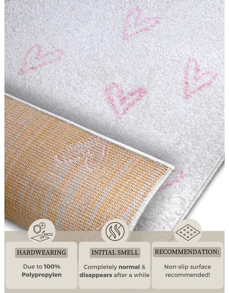 Biało-różowy dywan dziecięcy 160x235 cm Hearts – Hanse Home