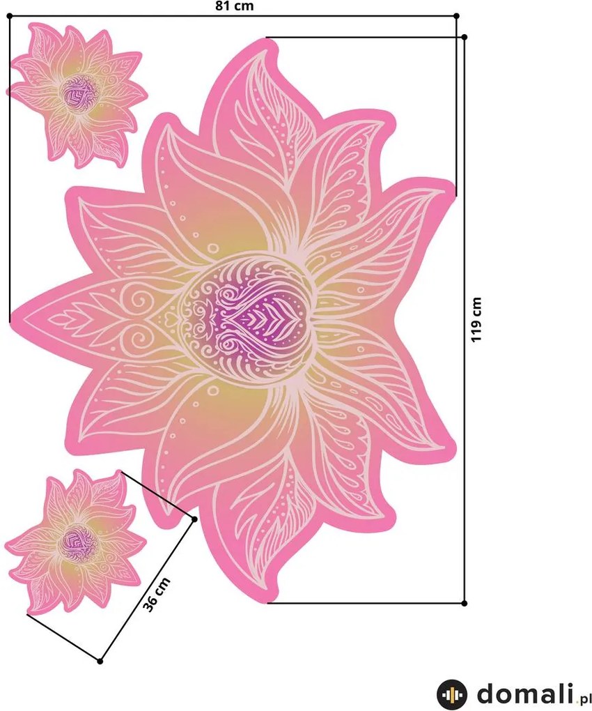 Naklejki na ścianę - Lotosowa mandala różowy