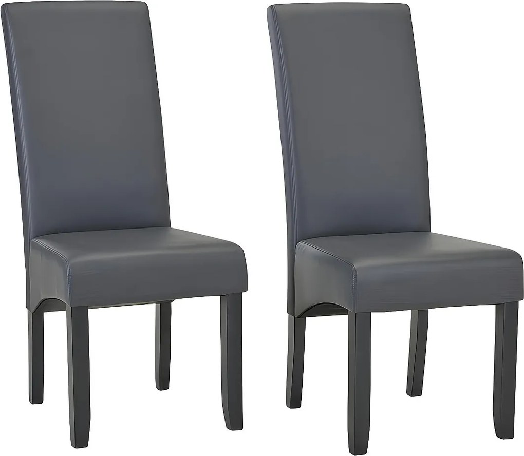 Komplet 2 krzeseł ROVIGO - Szara ekoskóra mat - Czarne drewniane nogi