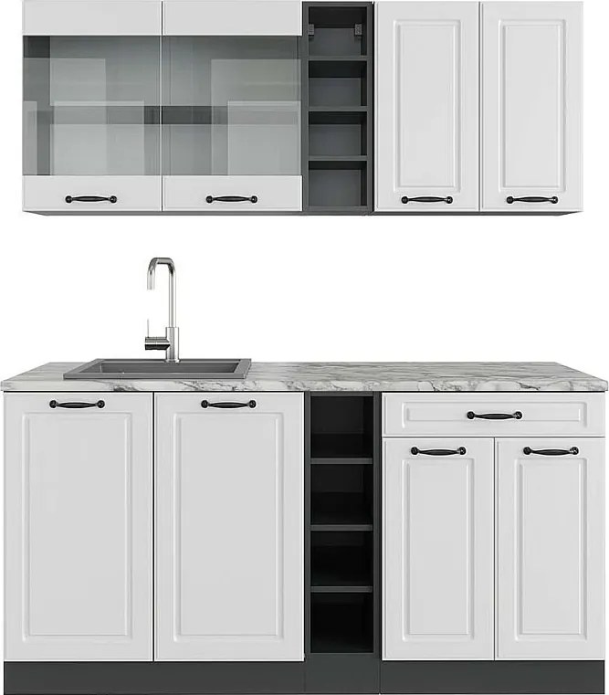 Pojedyncza kuchnia biały dworek/antracyt 160x60x81.6 r-line