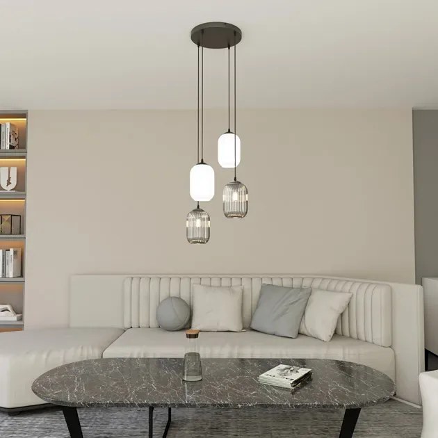 Nowoczesna lampa wisząca z czterema kloszami - D165 C0-K15