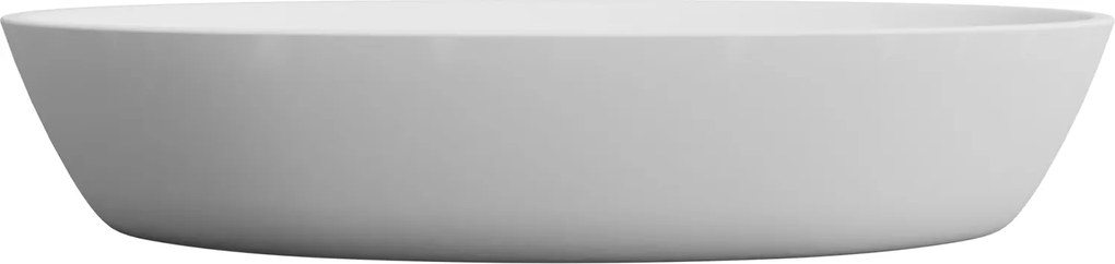 Umywalka nablatowa owalna z konglomeratu biała błyszcząca bez otworu na baterię 60 x 35 cm RONA white Glow