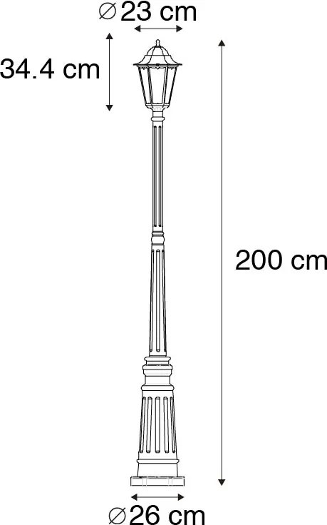 Klasyczna latarnia zewnętrzna czarna 200 cm IP44 - Havana