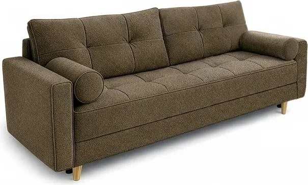 Sofa z Funkcją Spania LONAR Brązowa Boucle Japandi