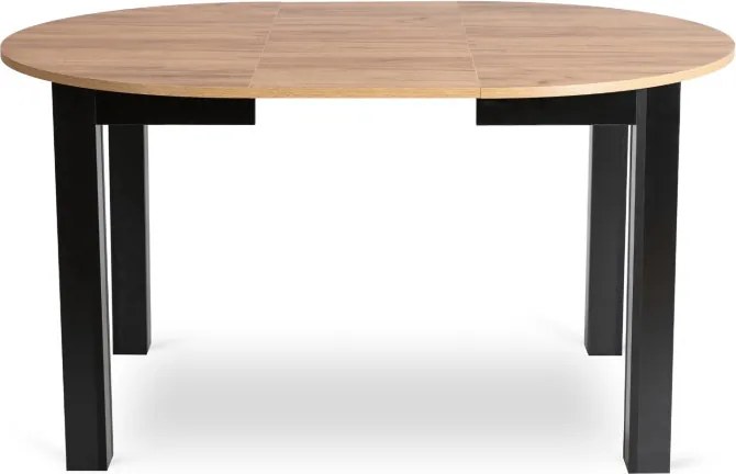 Zestaw Stół Okrągły Rozkładany HARRY 102-142 cm Dąb Craft/Czarny i 4 Krzesła PERU Czarne Welurowe
