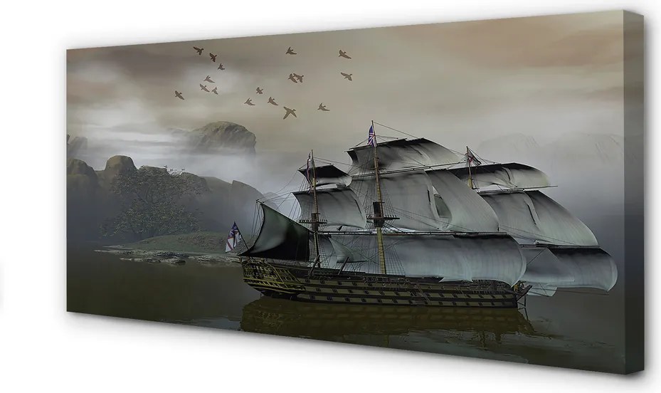 Zdjęcie na płótnie Statek u Wybrzeży Gór