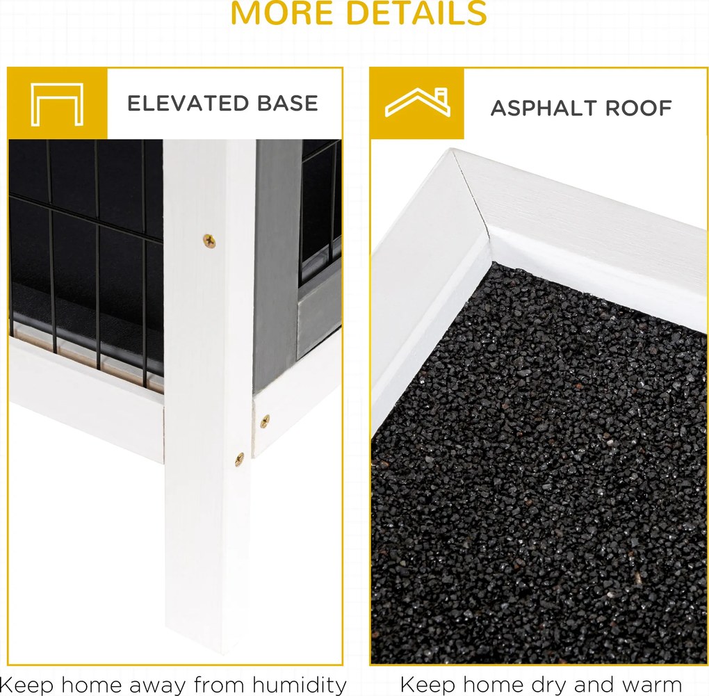 PawHut Klatka dla małych zwierząt dla świnek morskich i królików karłowatych, dwupoziomowa, drewniana, szara