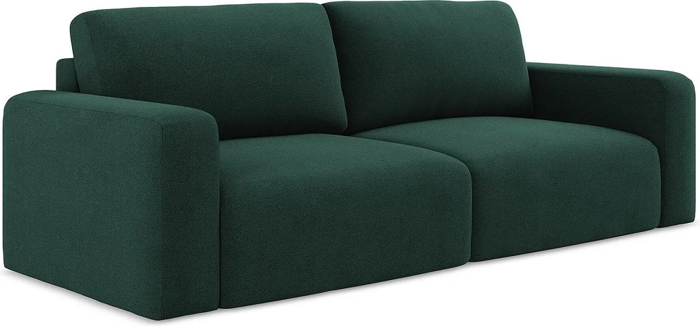 Kanapa 3-osobowa z funkcją spania - z tkaniny strukturalnej - butelkowa zieleń - KONA