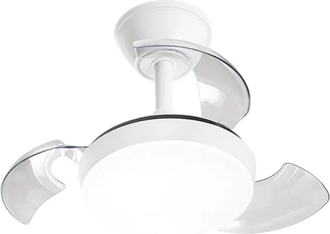 Wentylator sufitowy Perenz 7169 B CT biały z oświetleniem – Ø 56 cm, 3 chowane łopatki, 6 prędkości, silnik prądu stałego 24 W, cichy