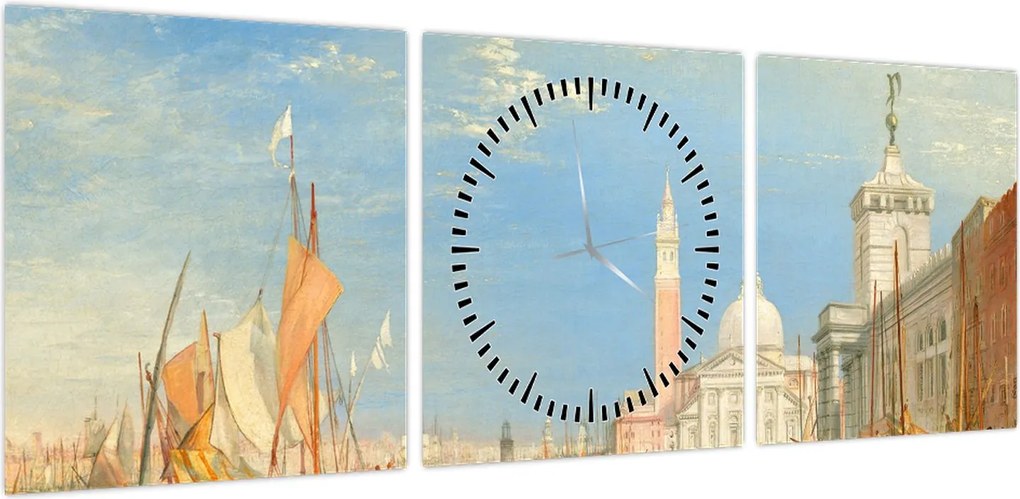 Obraz - Joseph Mallord William Turner, Venice the Dogana and San Giorgio Maggiore, reprodukcje (z zegarem) (90x30 cm)