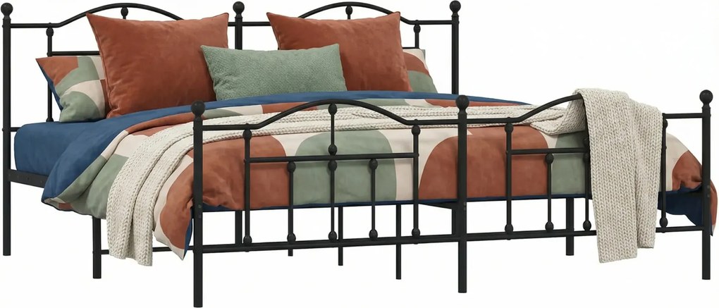 Czarne metalowe łóżko loftowe 200x200cm T9-P29