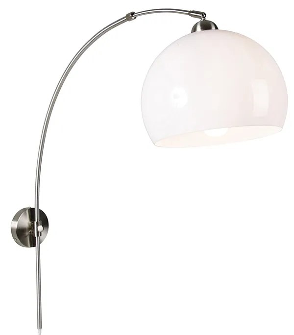 Inteligentna Ścienna Lampa Łukowa Stalowa z Białym Kloszem z WiFi G125 - Bow