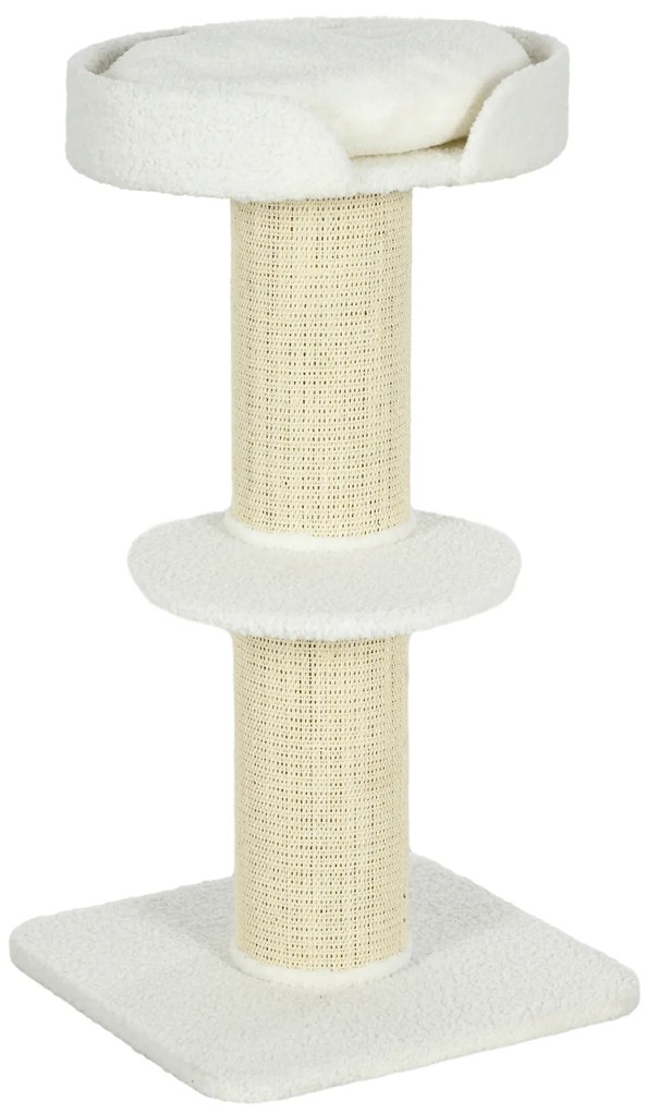 PawHut Drapak dla kota 91 cm z lektrą i platformą, lama kremowa