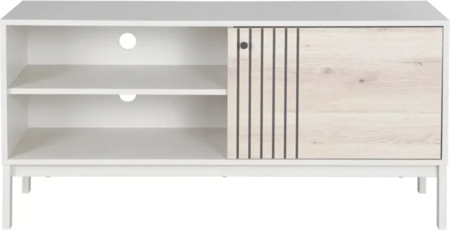 Stolik TV FROST 120x40 cm biały, dekor dąb alpejski