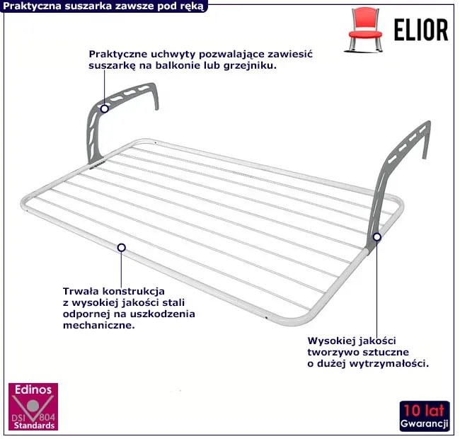 Wisząca suszarka na pranie balkonowa T1-S17