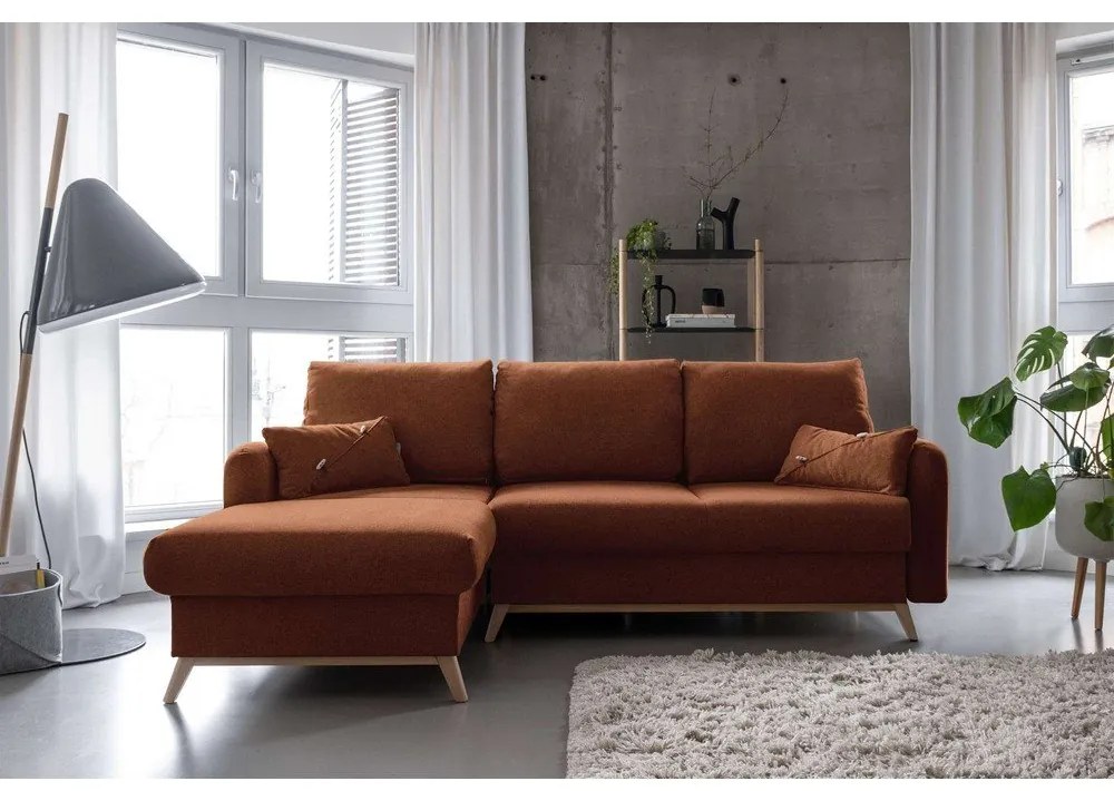 Ceglasty narożnik rozkładany Miuform Scandic Lagom, lewostronny