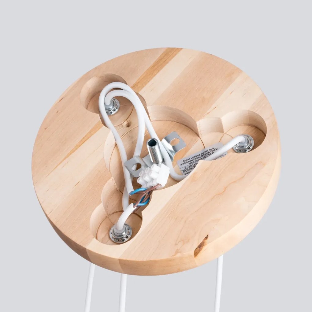 Lampa wisząca PEKKA 3P biała/naturalne drewno SOLLUX  LIGHTING