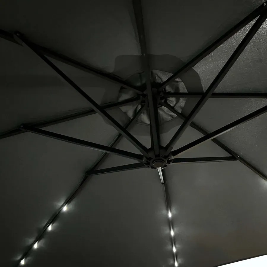 Ciemnoszary parasol do ogrodu z LED - Sorena