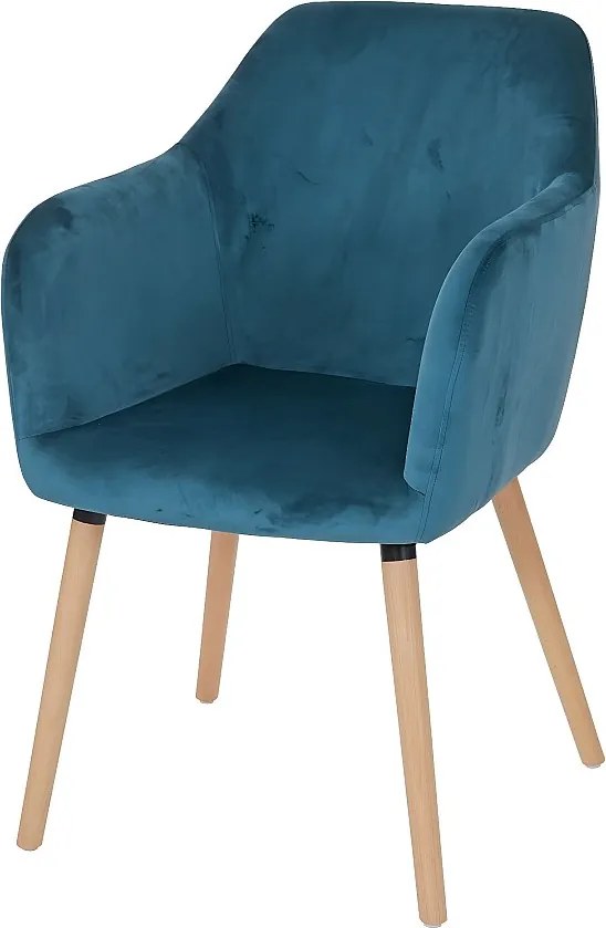 Krzesło do jadalni Vaasa T381,  aksamit, petrol-niebieski, jasne nogi