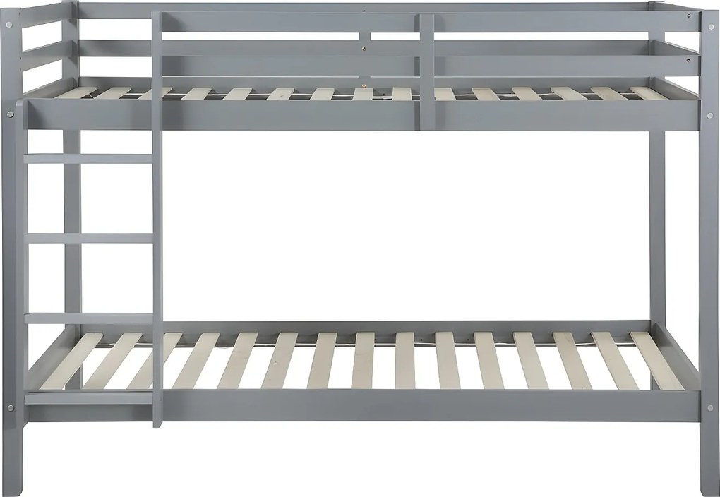 Łóżko piętrowe ANICET II – 2 × 90 × 190 cm – lite drewno sosnowe – kolor szary