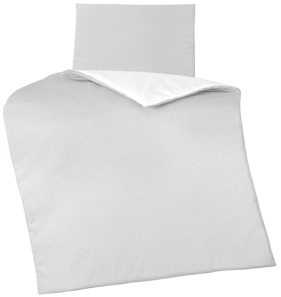 Bellatex Dziecięcy zestaw poduszki i kołdry Kratka szary, 75 x 100 cm, 42 x 32 cm