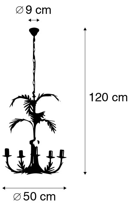 Kinkiet / Lampa scienna vintage złoty 5-świateł - Botanica Rustykalny / Vintage Oswietlenie wewnetrzne