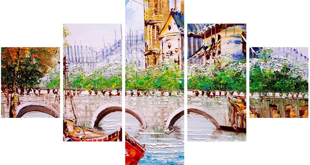 Obraz - Obraz olejny przedstawiający miasto (125x70 cm)
