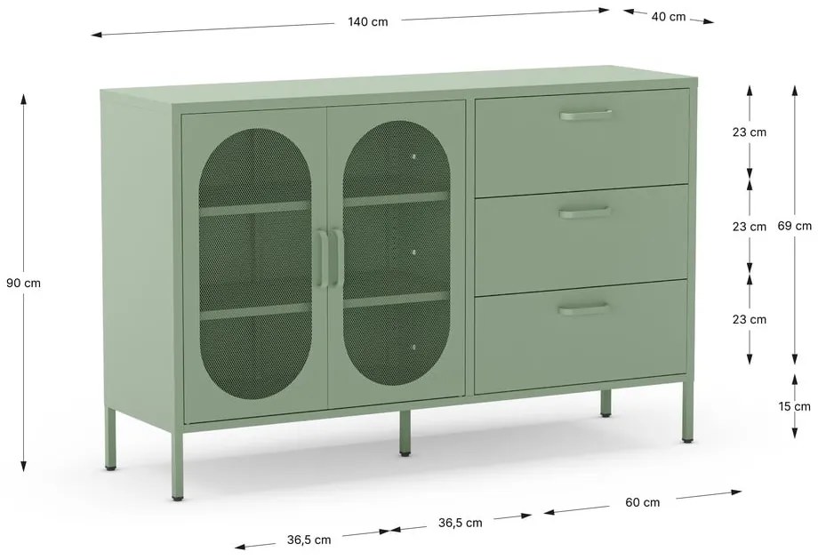 Miętowa komoda 140x90 cm Diora – Marckeric