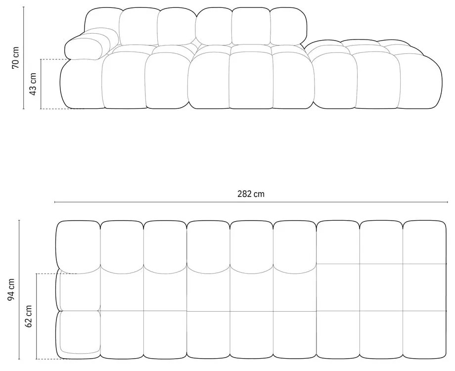 Antracytowa sofa modułowa z materiału bouclé 288 cm Bellis – Micadoni