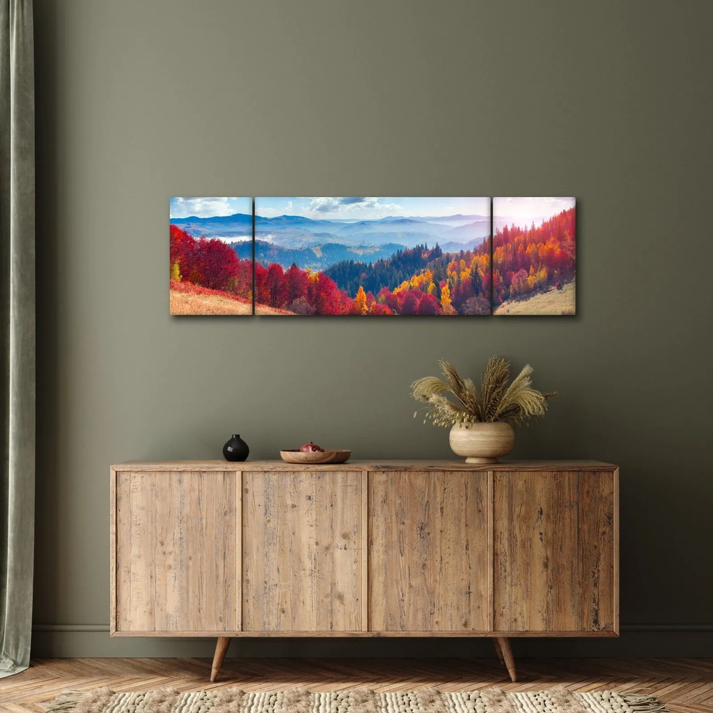 Obraz kolorowego jesiennego krajobrazu (170x50 cm)