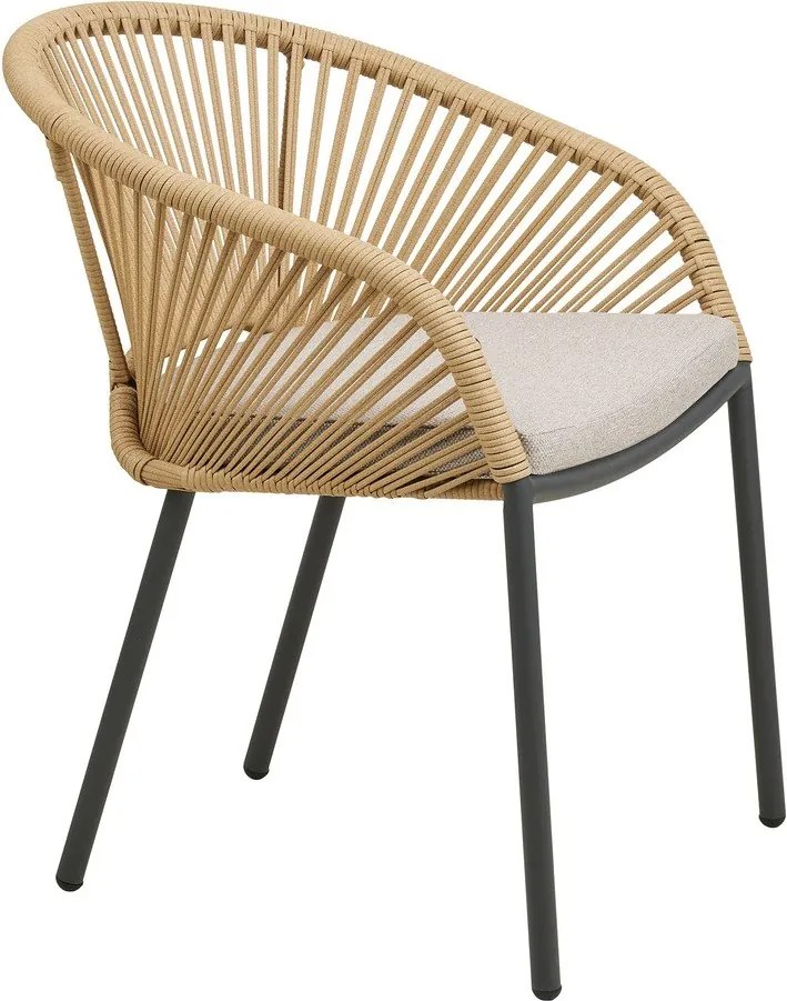 Beżowe metalowe tapicerowane krzesło ogrodowe Novella – House Nordic