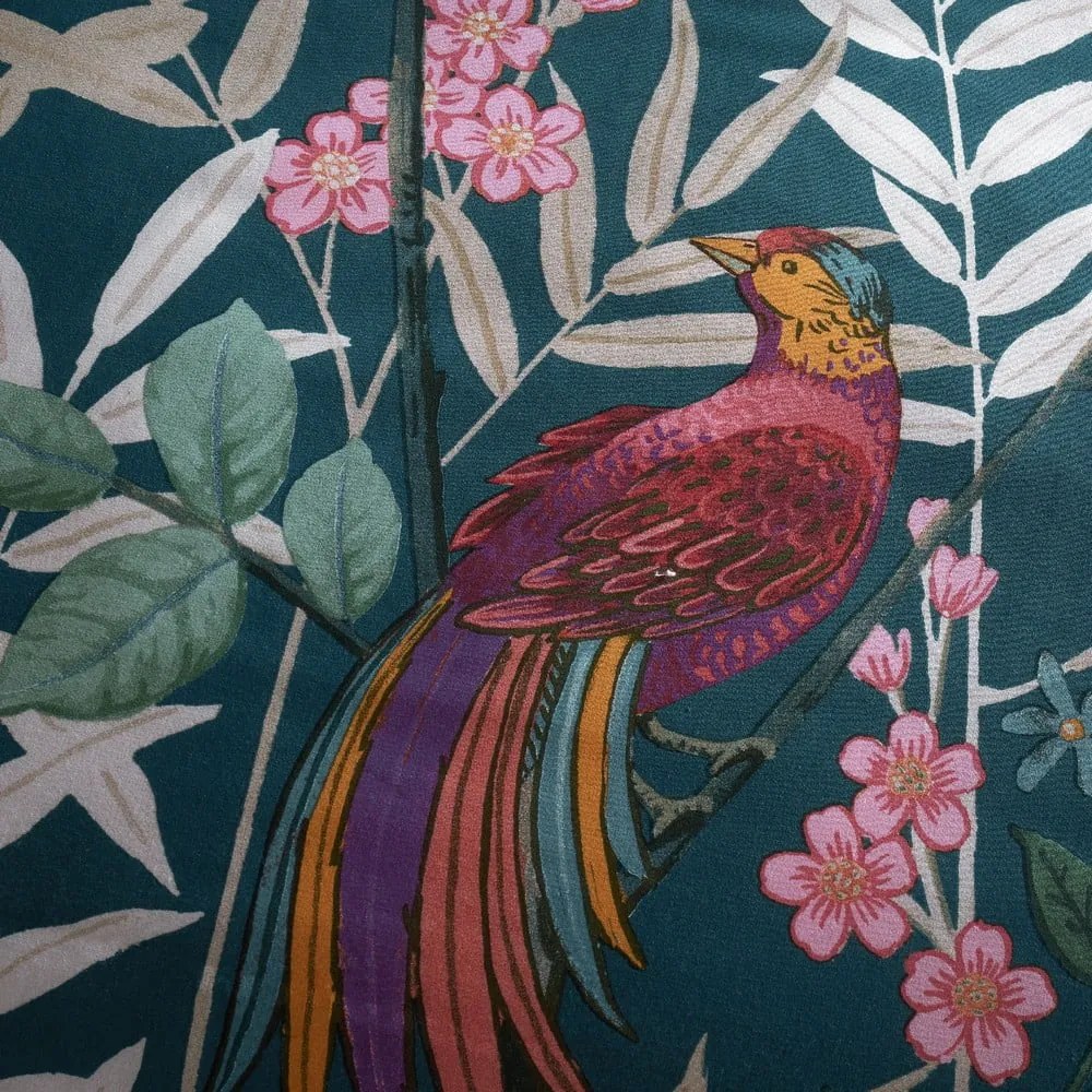 Ciemnozielona pościel dwuosobowa 230x220 cm Tropical Floral Birds – Catherine Lansfield