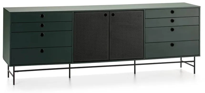 Czarno-zielona komoda Teulat Punto, szer. 212 cm
