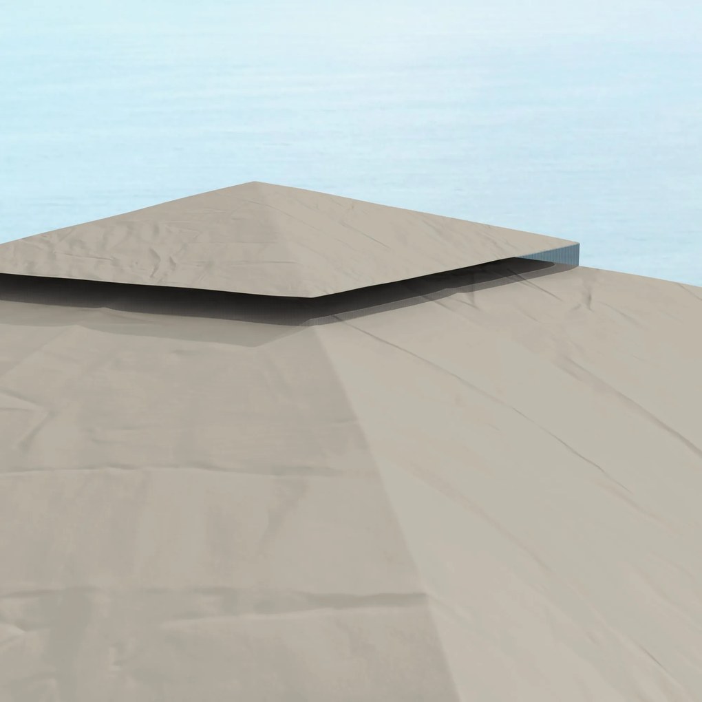 Outsunny 3,4x3,4 m Pawilon Ogrodowy z Wentylacyjnym Dachem, Oknami Łukowymi, Stalowym Stelażem, Jasnoszary